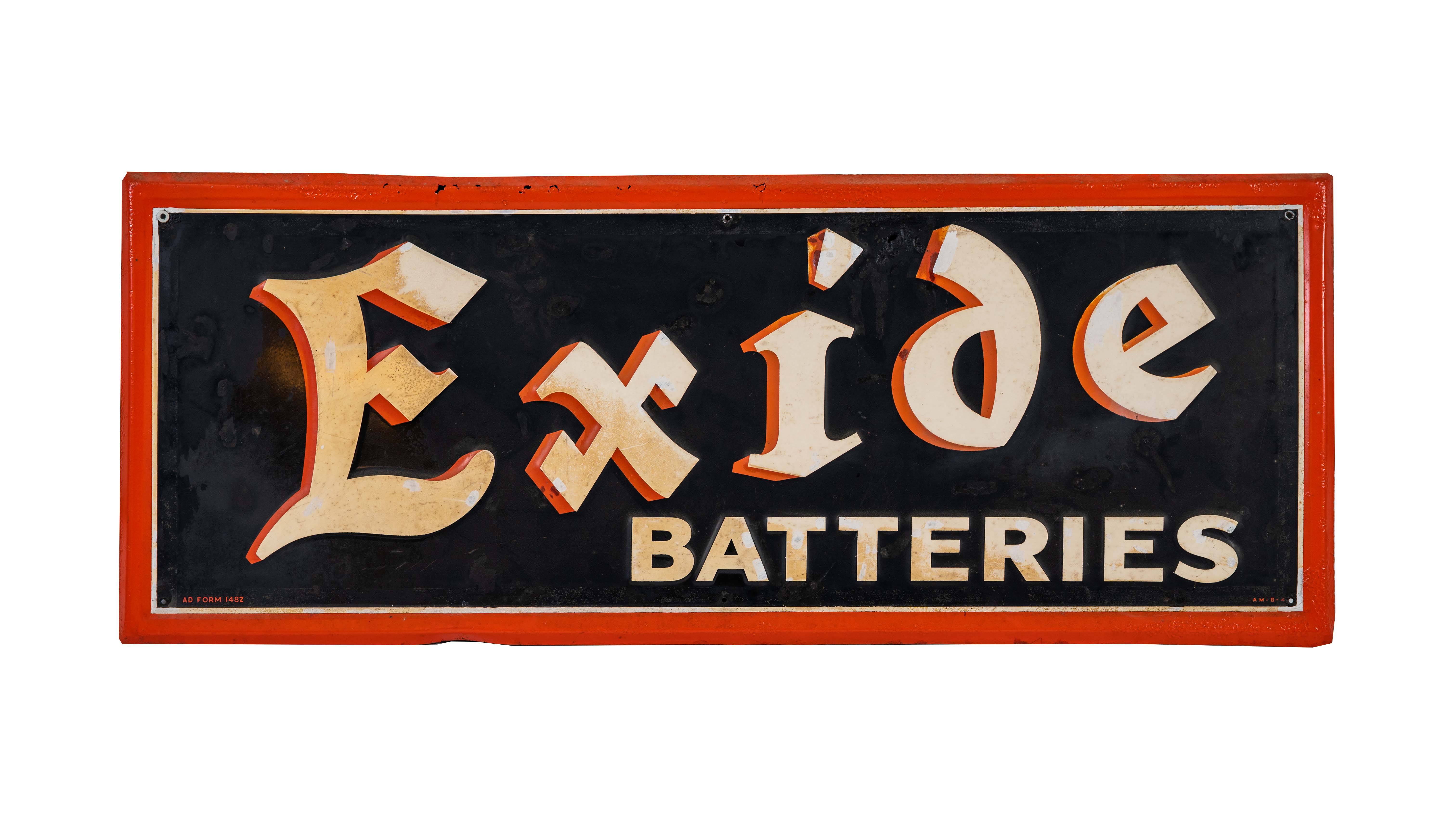 Exide Batteries Single-Sided Tin Sign Auction | Mecum On Time