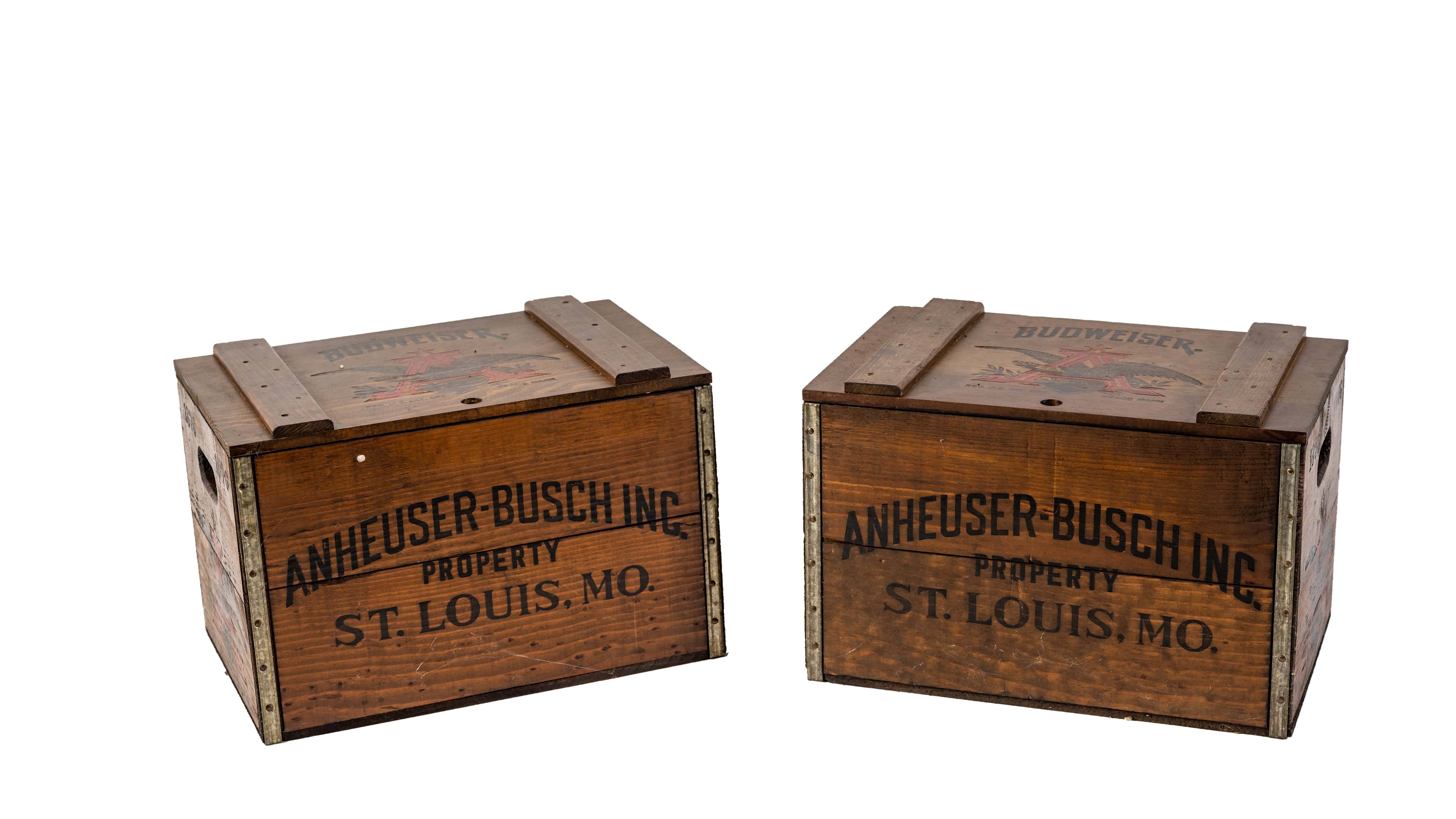 RARE VTG ANHEUSER BUSCH Budweiser Beer Wood Box Crate Case W