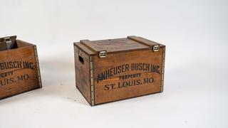 RARE VTG ANHEUSER BUSCH Budweiser Beer Wood Box Crate Case W