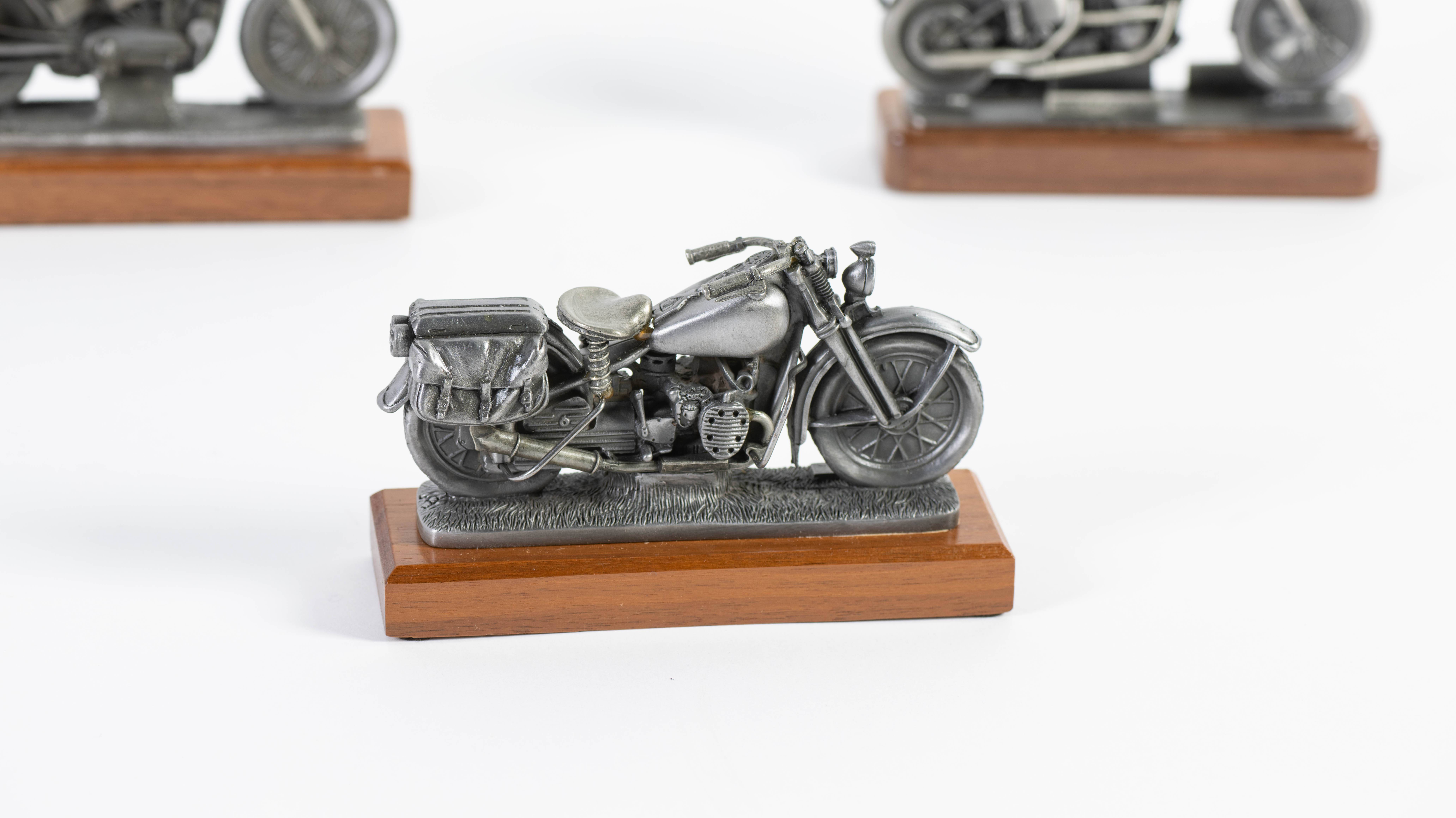 Harley-Davidson Traveling Museum Pewter Replicas with Wood Base