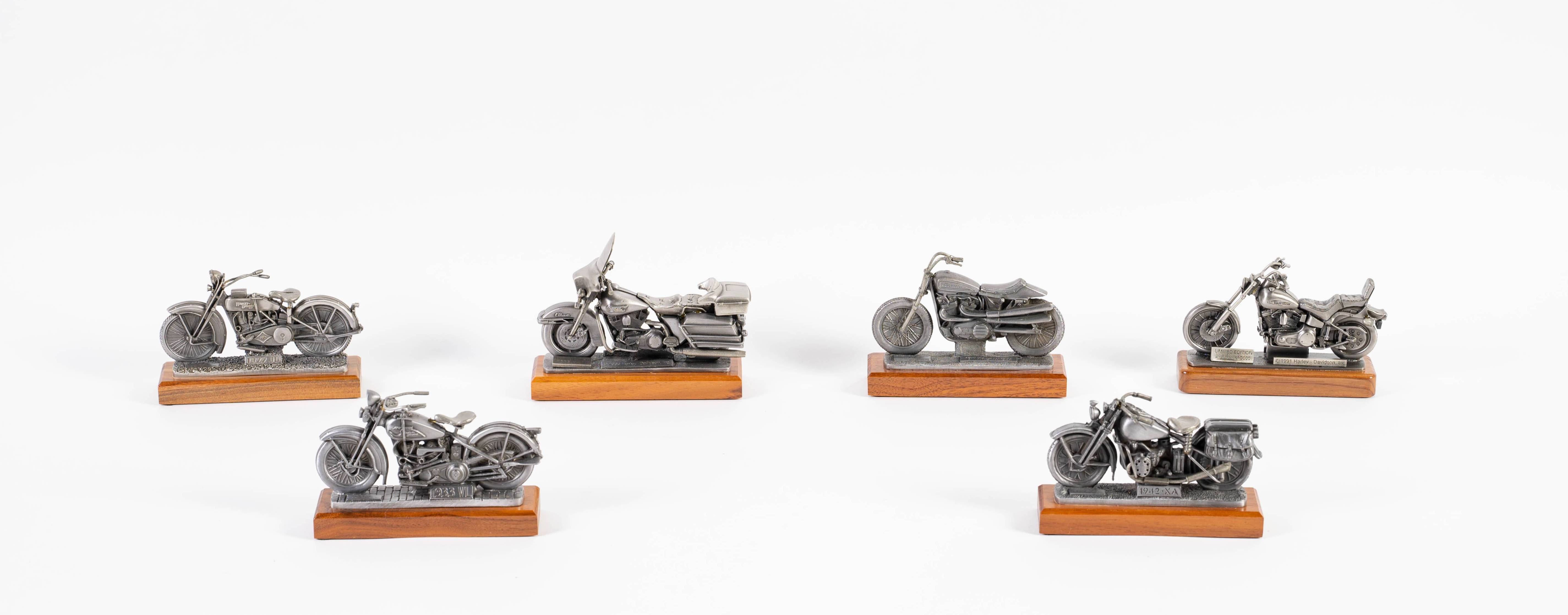 Harley-Davidson Traveling Museum Pewter Replicas with Wood Base Auction