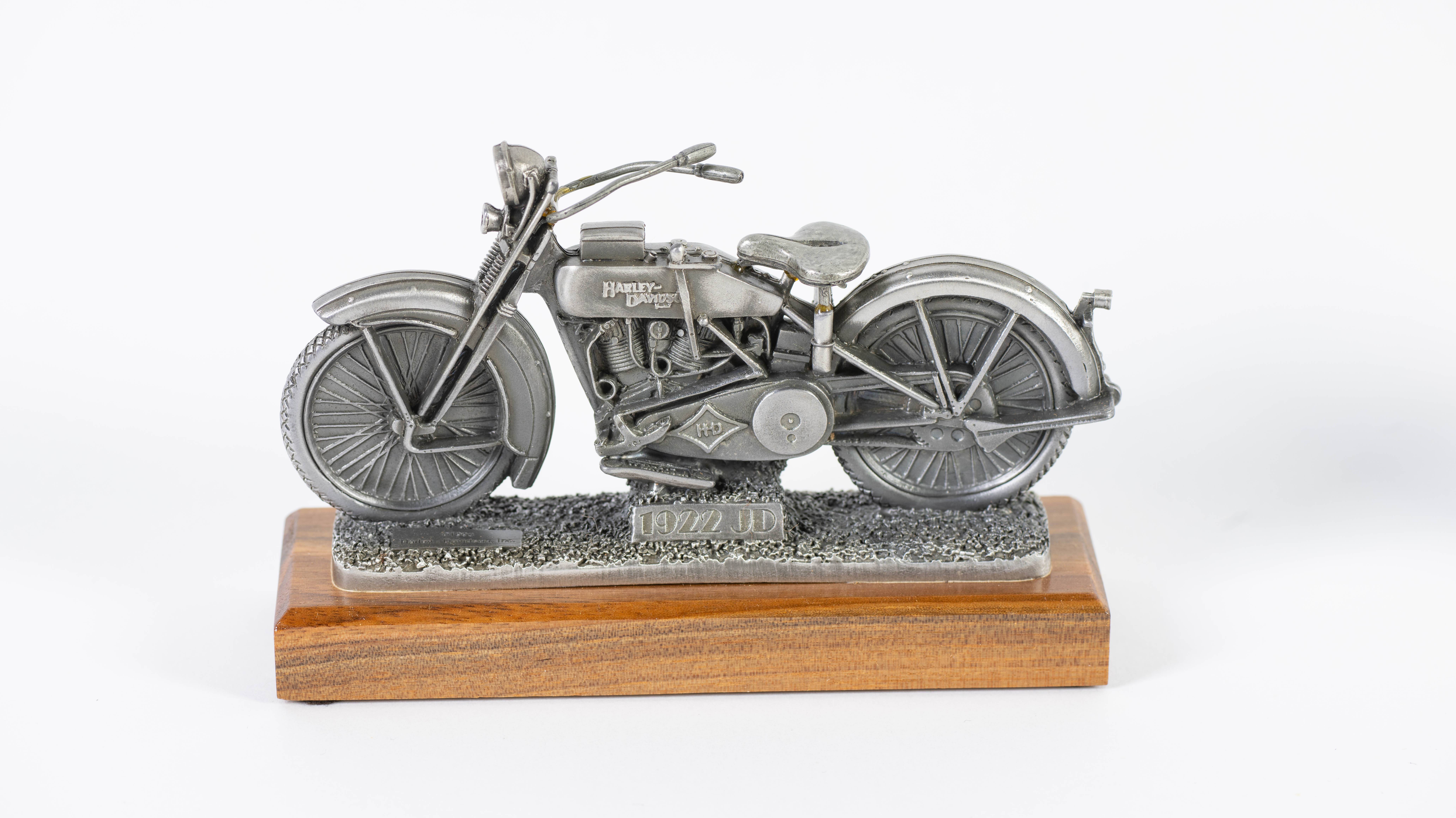 Harley-Davidson Traveling Museum Pewter Replicas with Wood Base