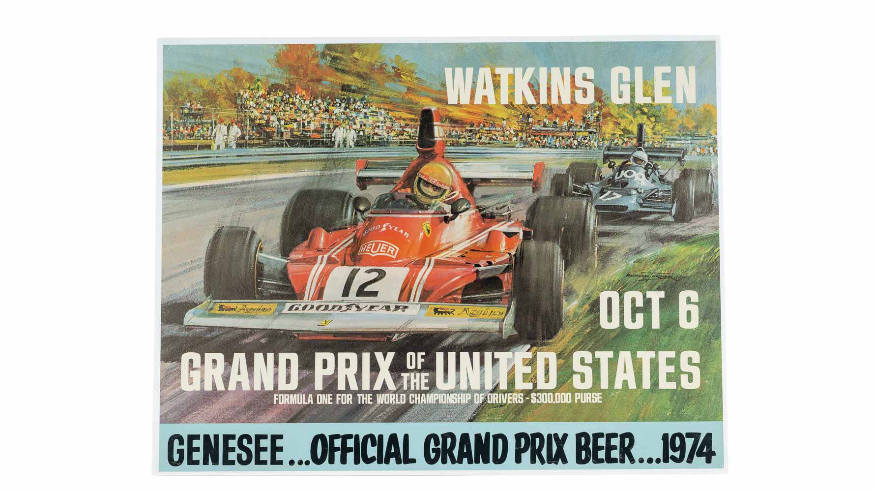 1974 Grand Prix of The United States at Watkins Glen Race Poster