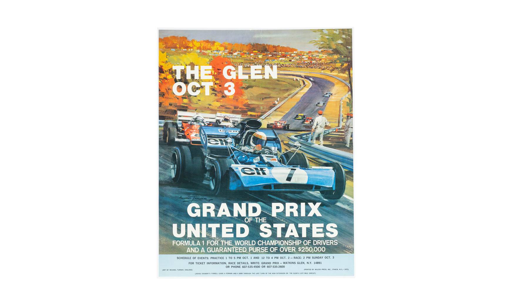 1971 Grand Prix of the United States at Watkins Glen Race Poster