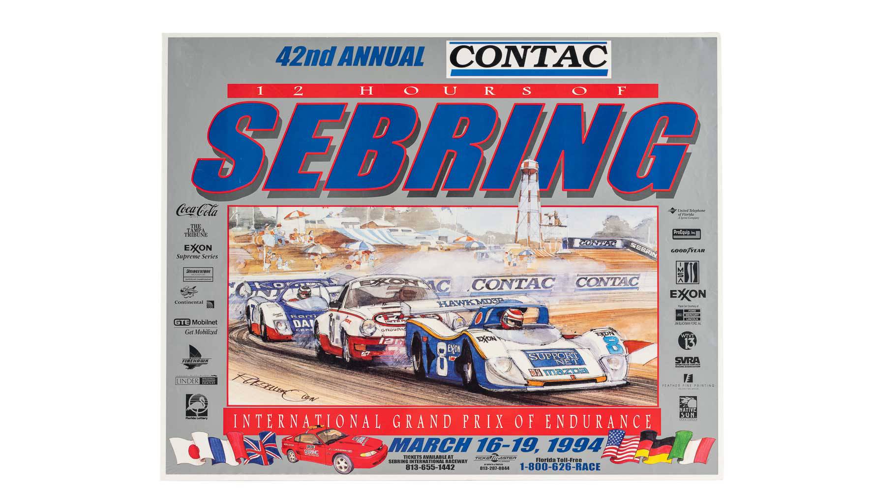 1994 The 42nd Running of the 12 Hours of Sebring Race Poster