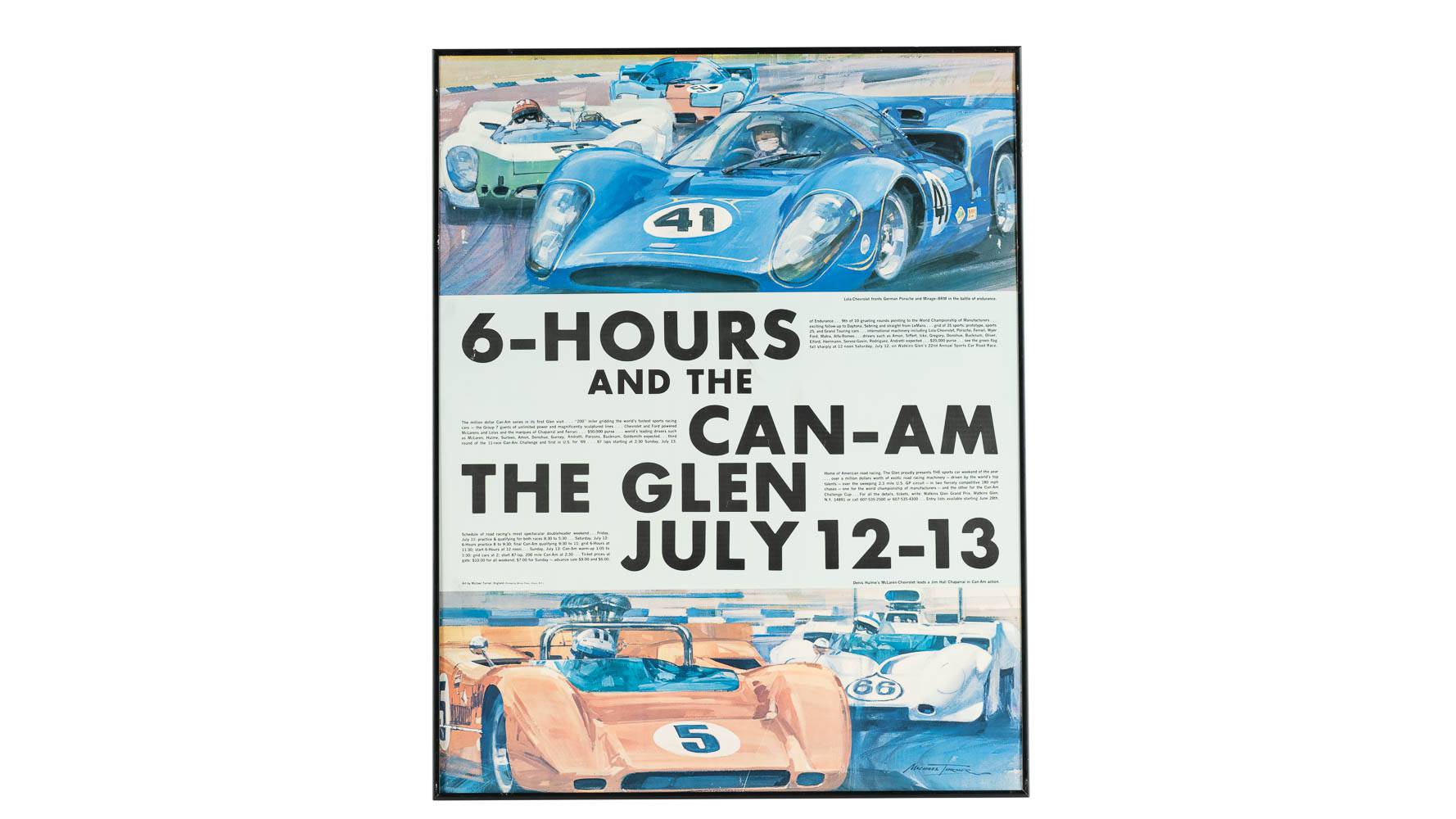 1969 Can-Am in its First Glen Visit Race Poster, Artwork by