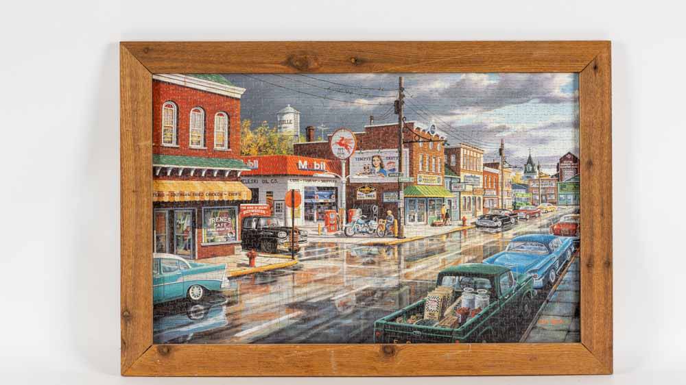 Small Town America Framed Puzzle, Artwork by Ken Zylla Auction