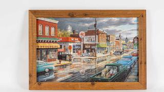 Small Town America Framed Puzzle, Artwork by Ken Zylla Auction