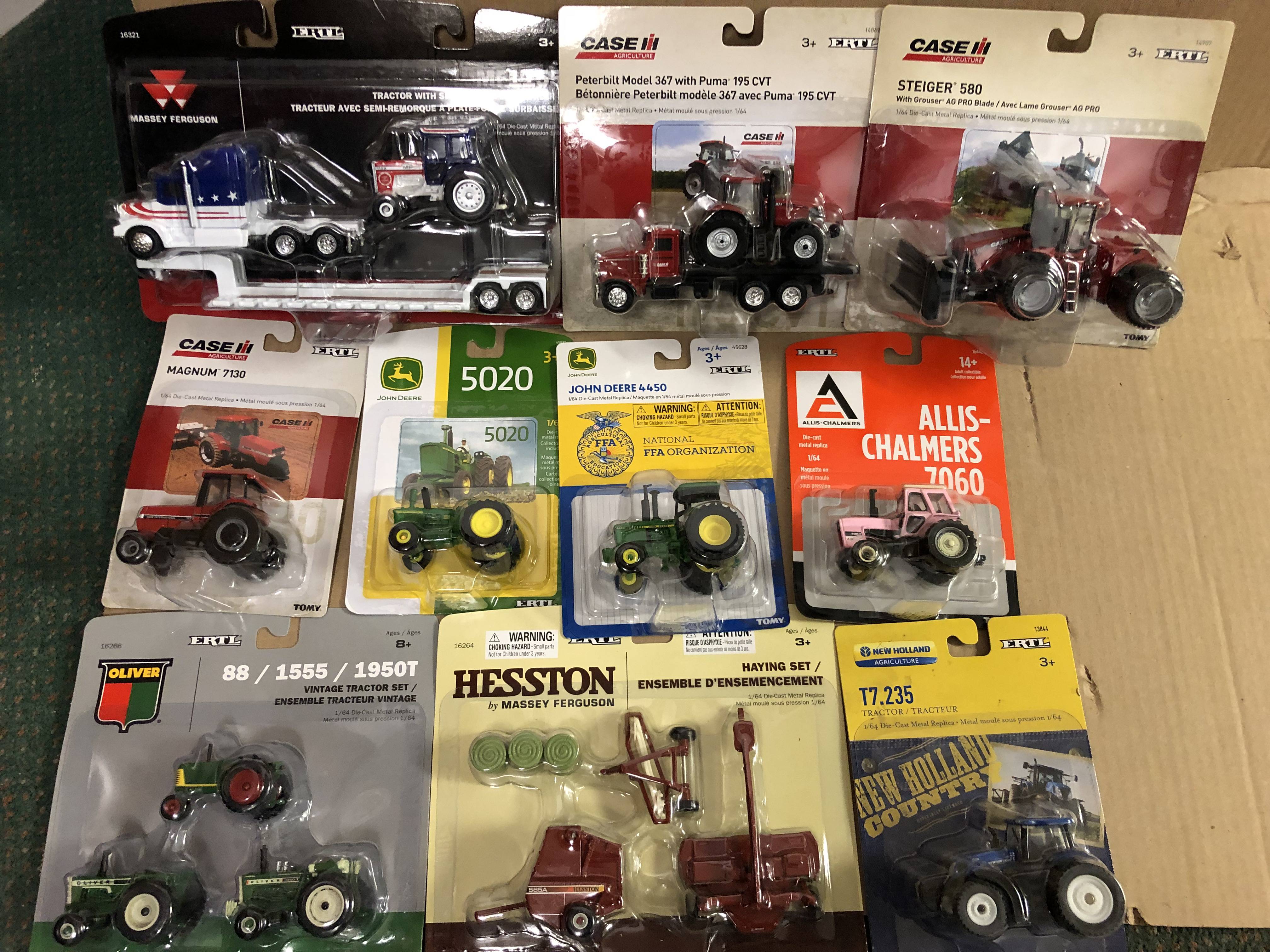 ERTL 1/64 Die-Cast Tractors featuring Allis-Chalmers, Case, John