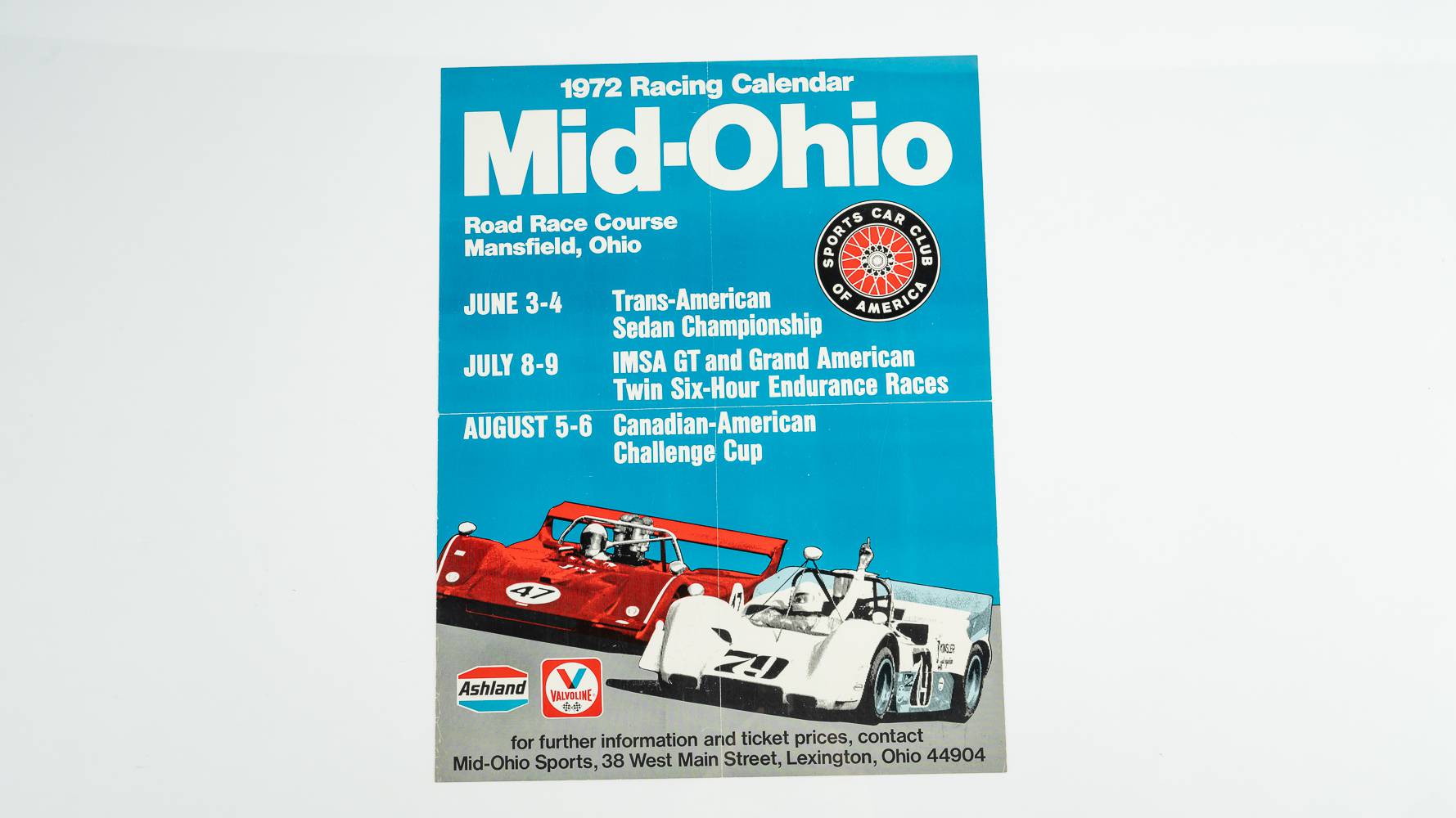 Original 1972 Mid Ohio Schedule Poster Auction | Mecum On Time