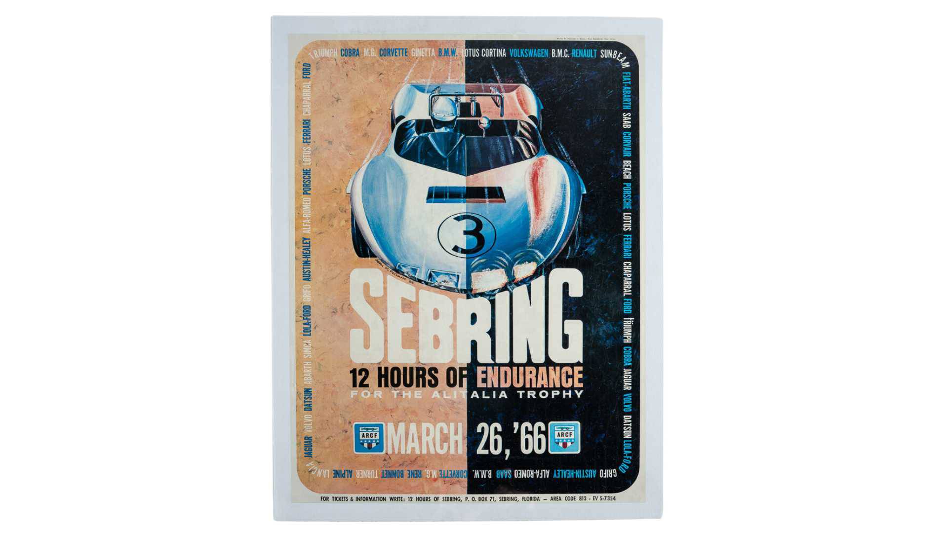 Original 1966 Sebring 12 Hours Poster Auction | Mecum On Time