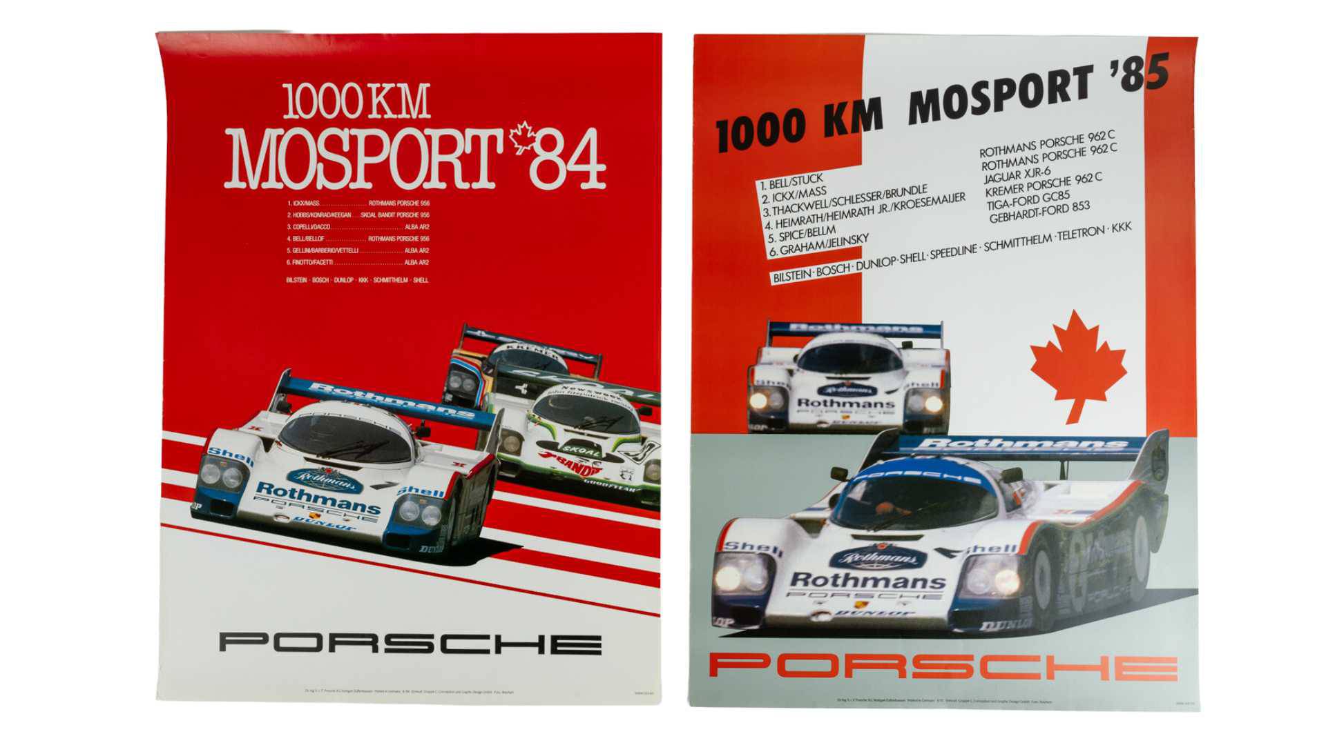ポルシェ　1000 KM SPA'84 ポスター Porsche 956 Original 1984 & 1985 Rothmans Porsche 956 MoSport Showroom Poster