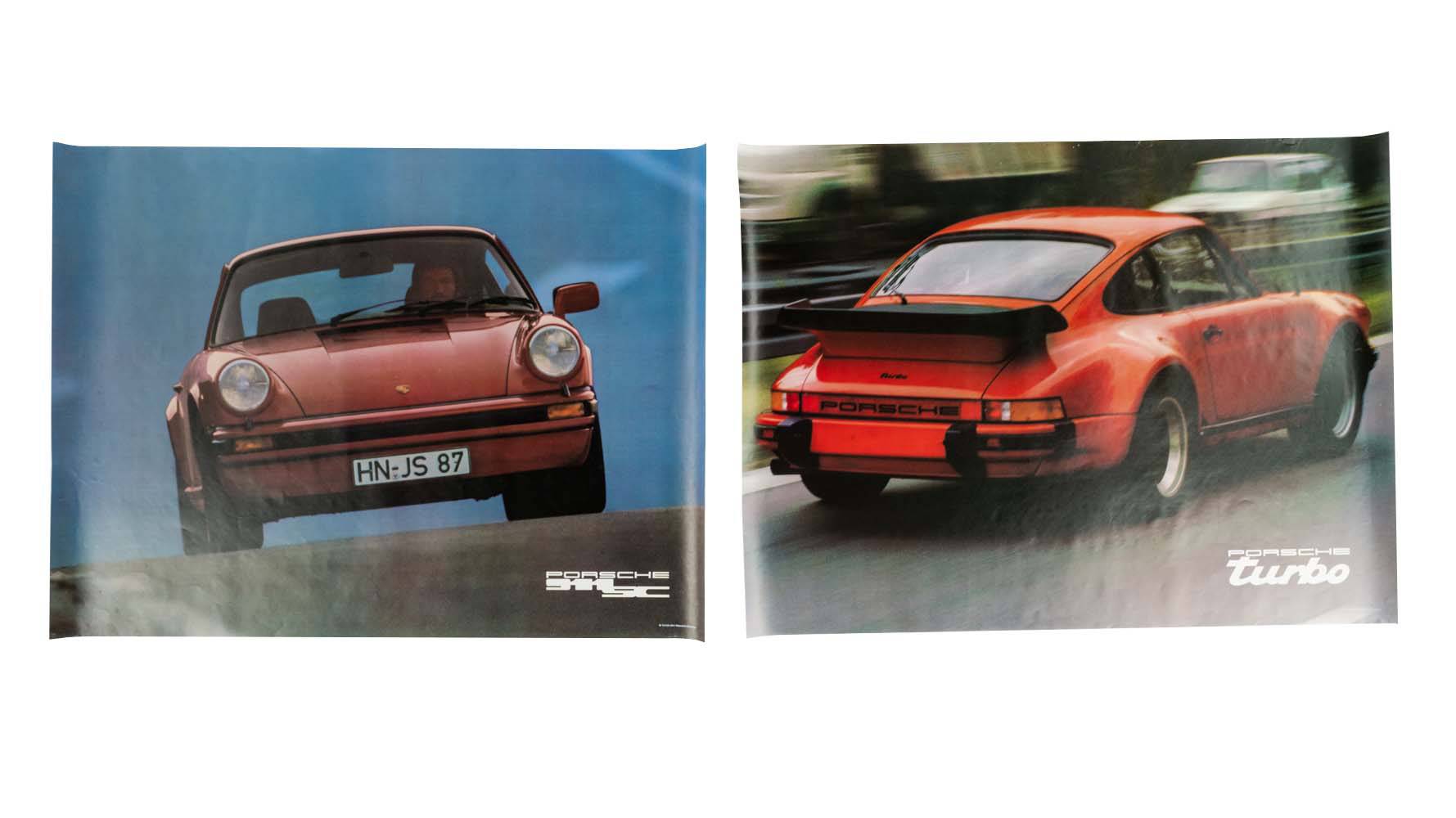 ポルシェ 930 Turbo カタログポスター　A2　額無し Original Porsche 911SC & 930 Turbo Showroom Posters, Lot of 2