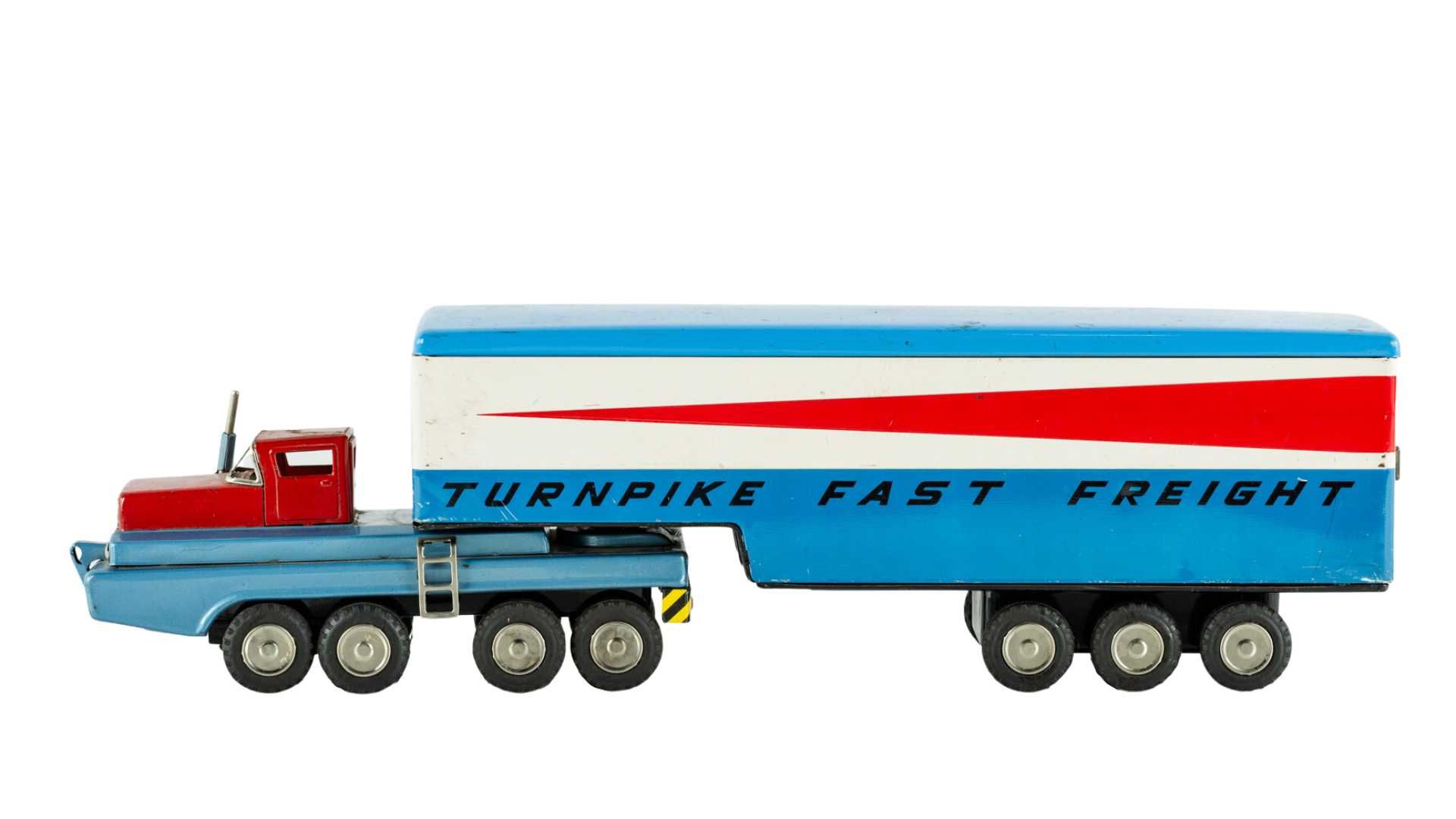 1950s Turnpike Fast Freight Truck Trailer SSS International Tin