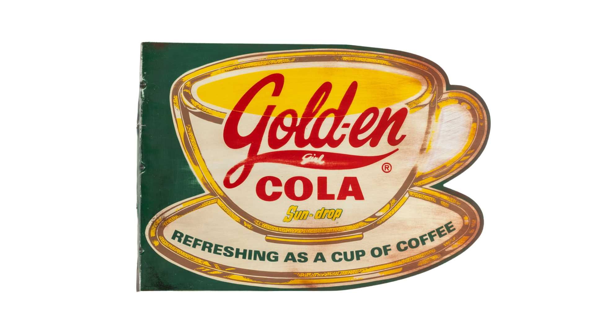 Sun-Drop Gold-en Girl Cola Die-Cut Tin Flange Auction | Mecum On Time