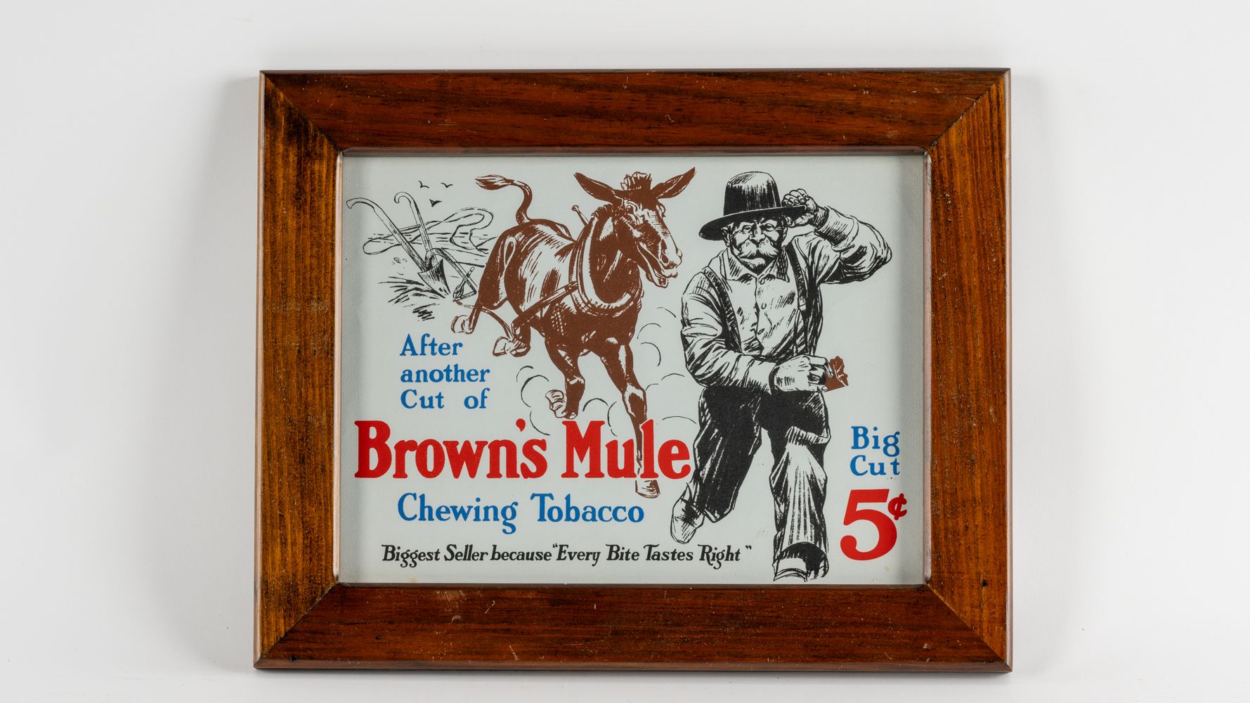 Brown's Mule Framed Advertisement Auction