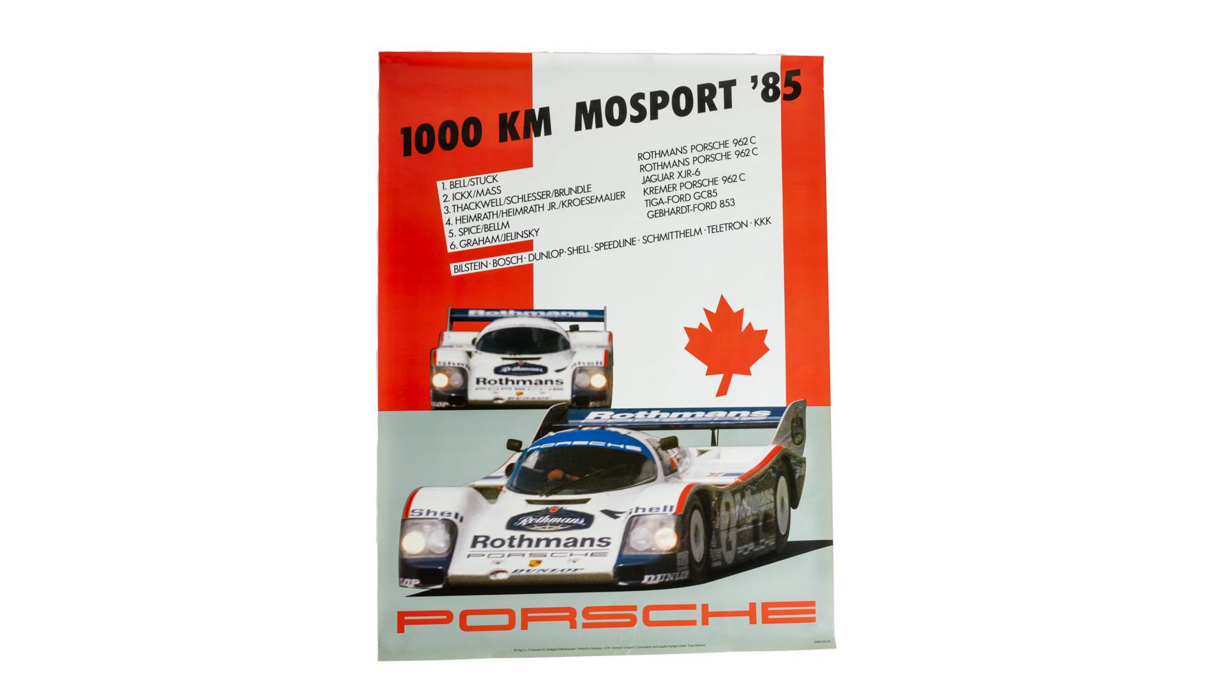 1985 1000 Km Mosport Porsche Factory Poster Auction | Mecum On Time