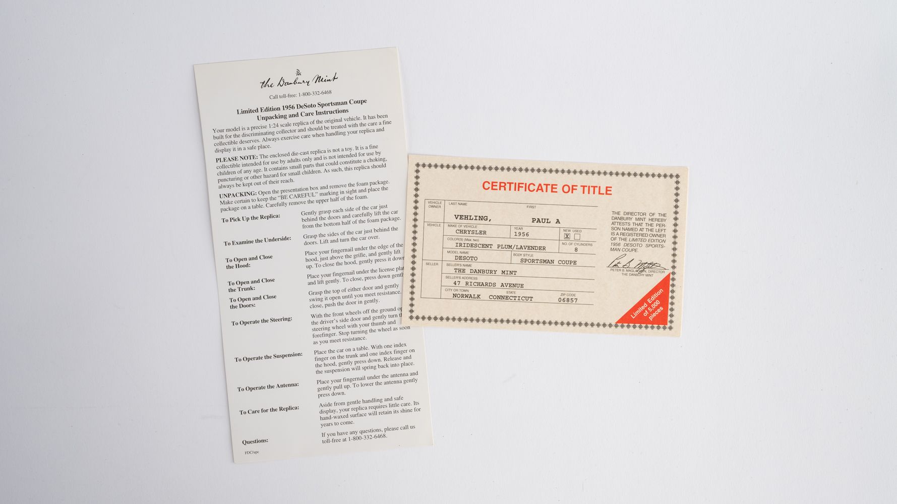 The Danbury Mint Limited Edition 1956 Desoto Sportsman Coupe