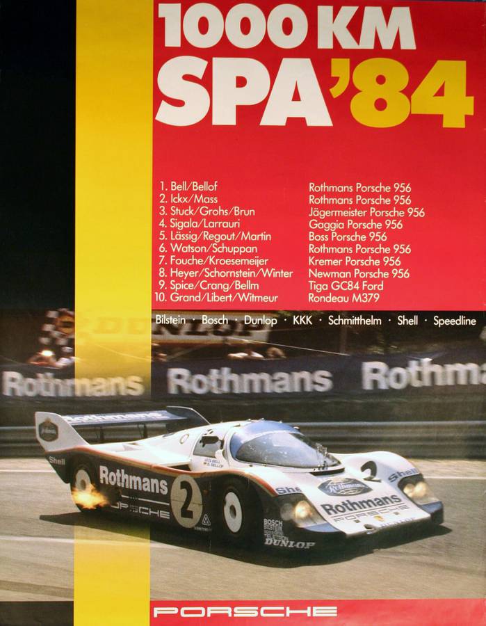 1000 KM Spa '84, Rothmans Werks Porsche 956 (Bell/Bellof) Auction