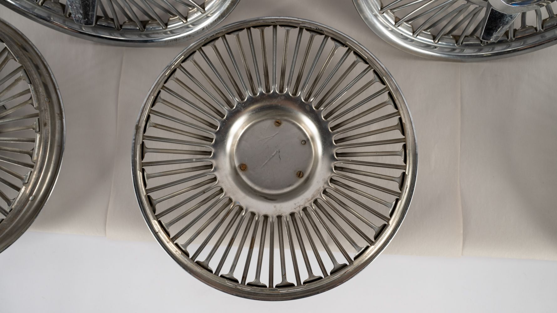 1963-64 Ford Galaxie Wire Spoke Spinner Hubcap Wheel Covers, Set