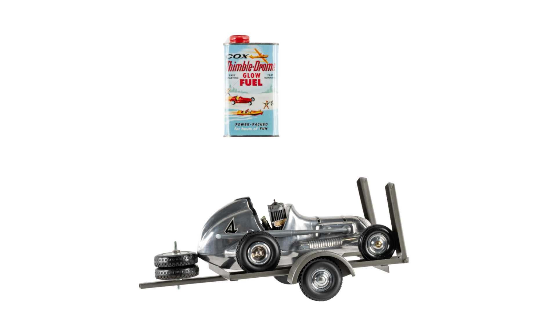 No. 4 Roy Cox Thimble Drome Champion Tether Car, Trailer & Glow Fuel Can  Auction | Mecum On Time