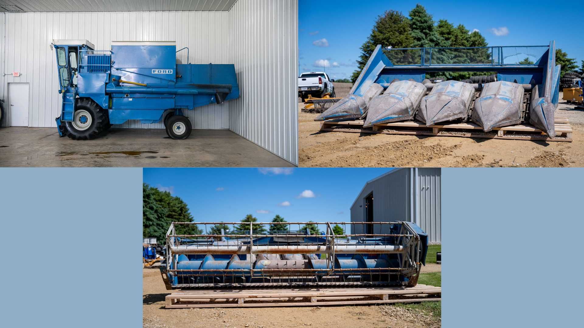 1976 Ford 642 Combine, Ford 4R Combine Corn Head, And Ford 13