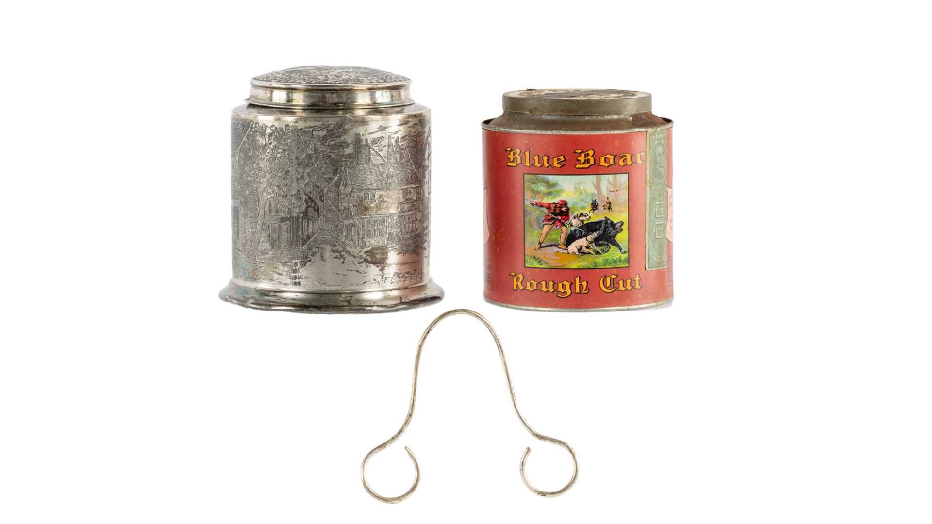 1890s Reed & Barton Blue Boar Silver-Plated Humidor & 1910 Tobacco Tin  Auction
