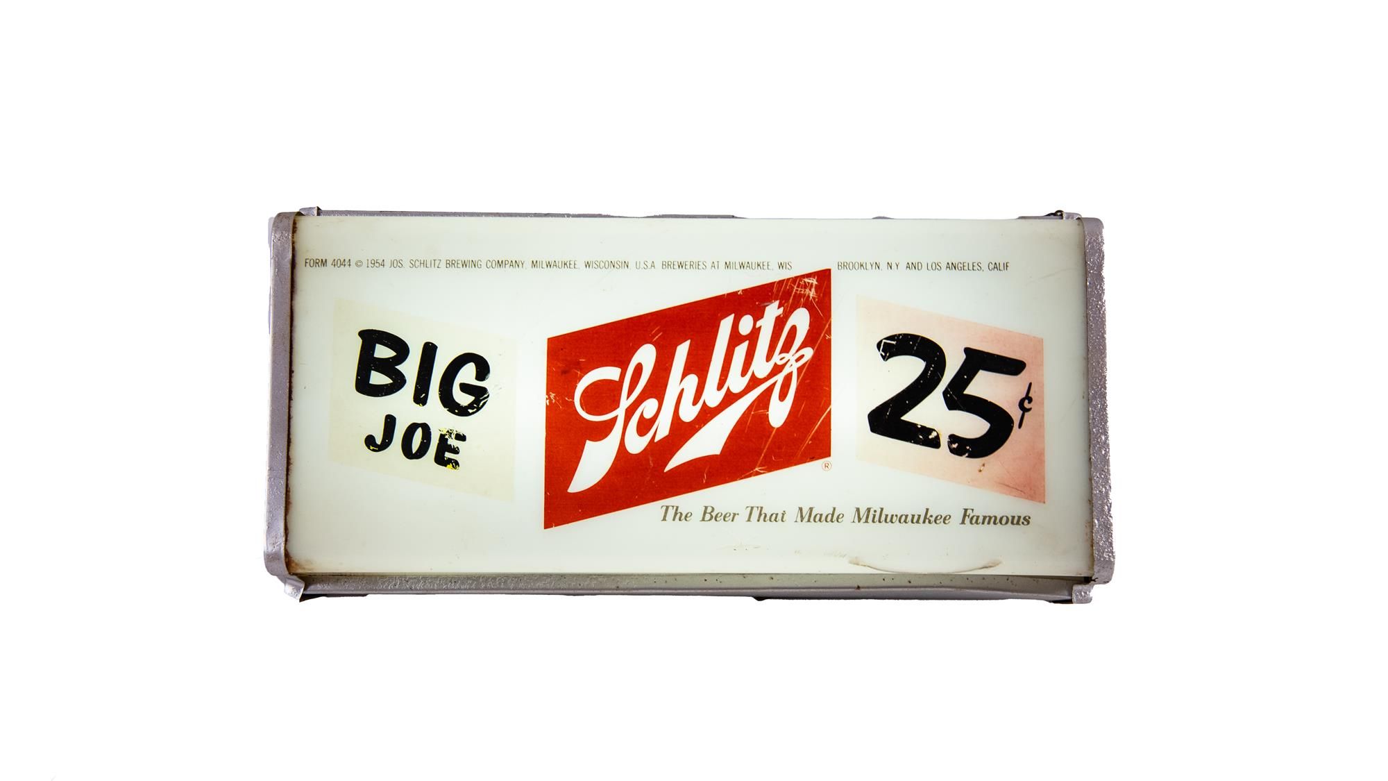 1954 Schlitz Single-Sided Plastic Lighted Sign Auction | Mecum On Time