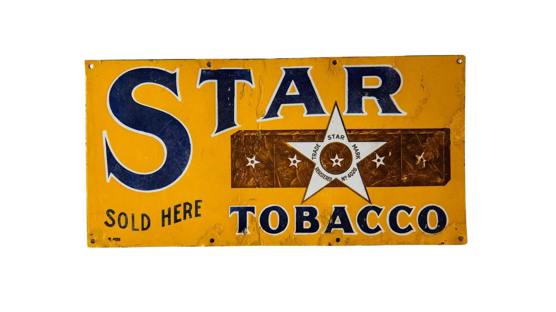 Star Tobacco Single-Sided Porcelain Sign Auction