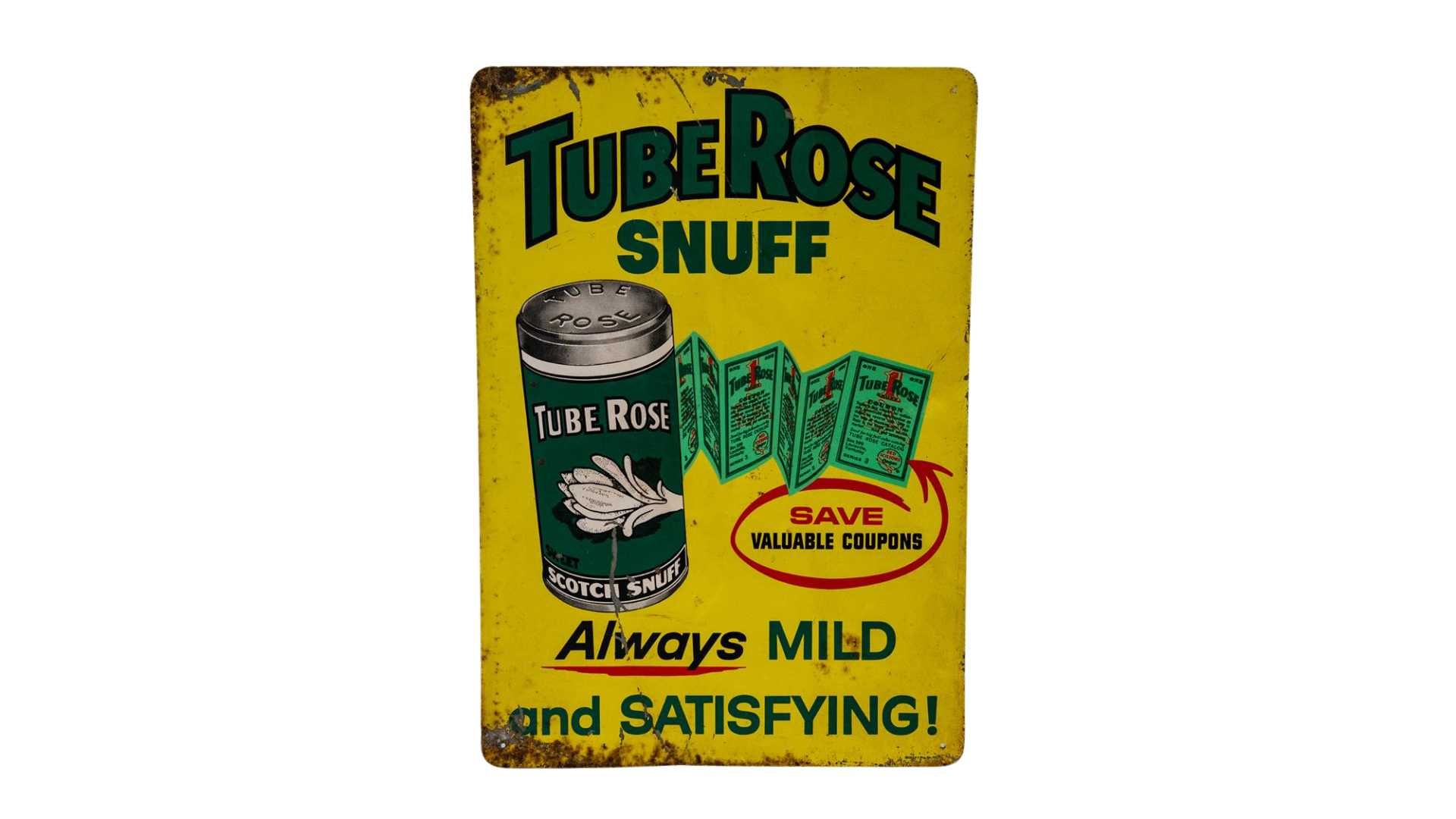 tuberose tobacco TubeRose Snuff Single-Sided Tin Sign Auction