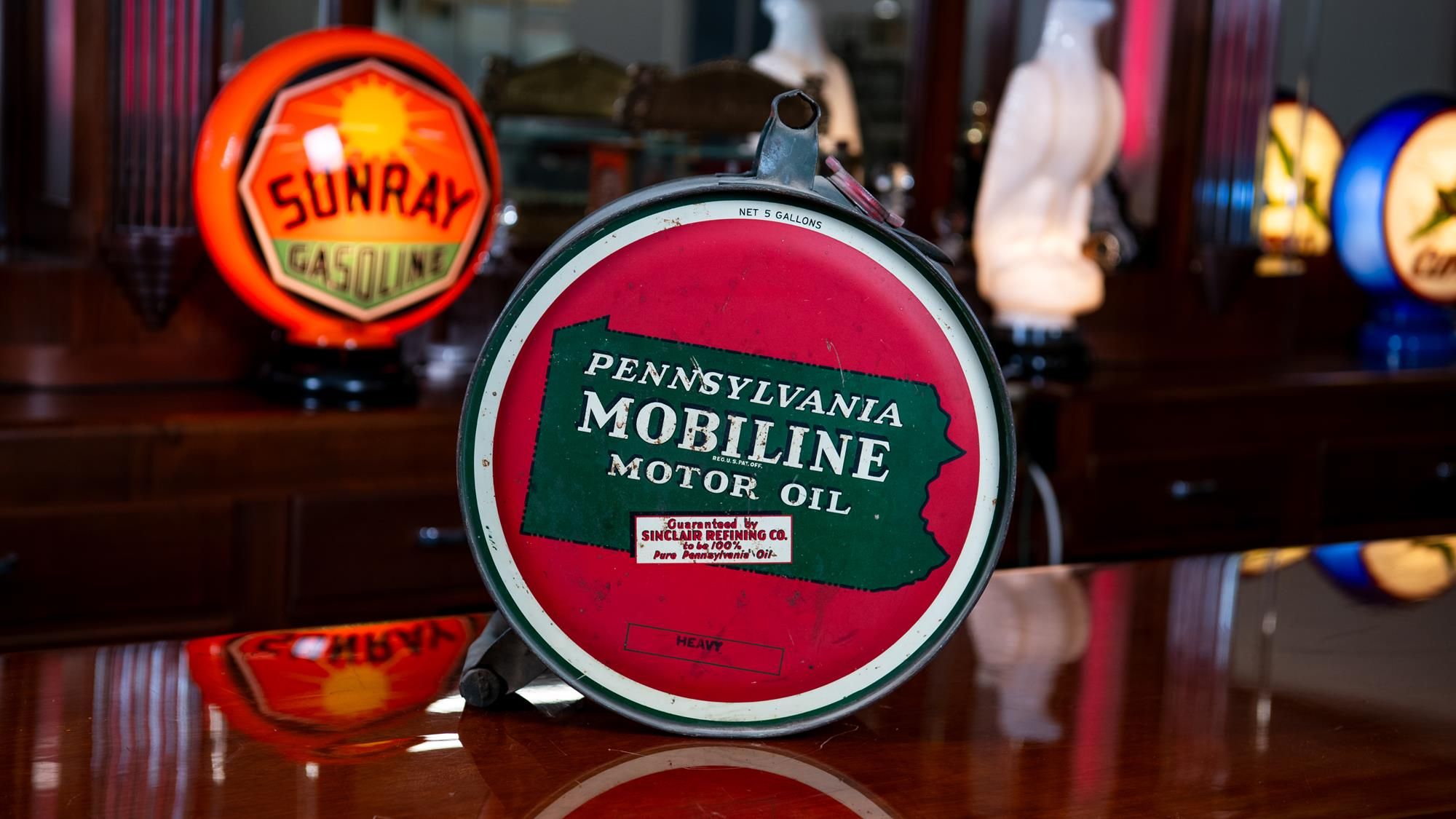 1920s-1930s Sinclair Pennsylvania Mobiline 5-Gallon Rocker Oil Can