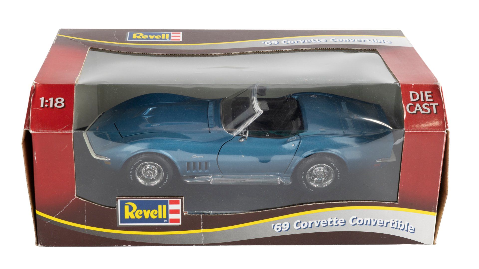 Revell 1:18 1969 Corvette Convertible Die-Cast Model, Blue & Black