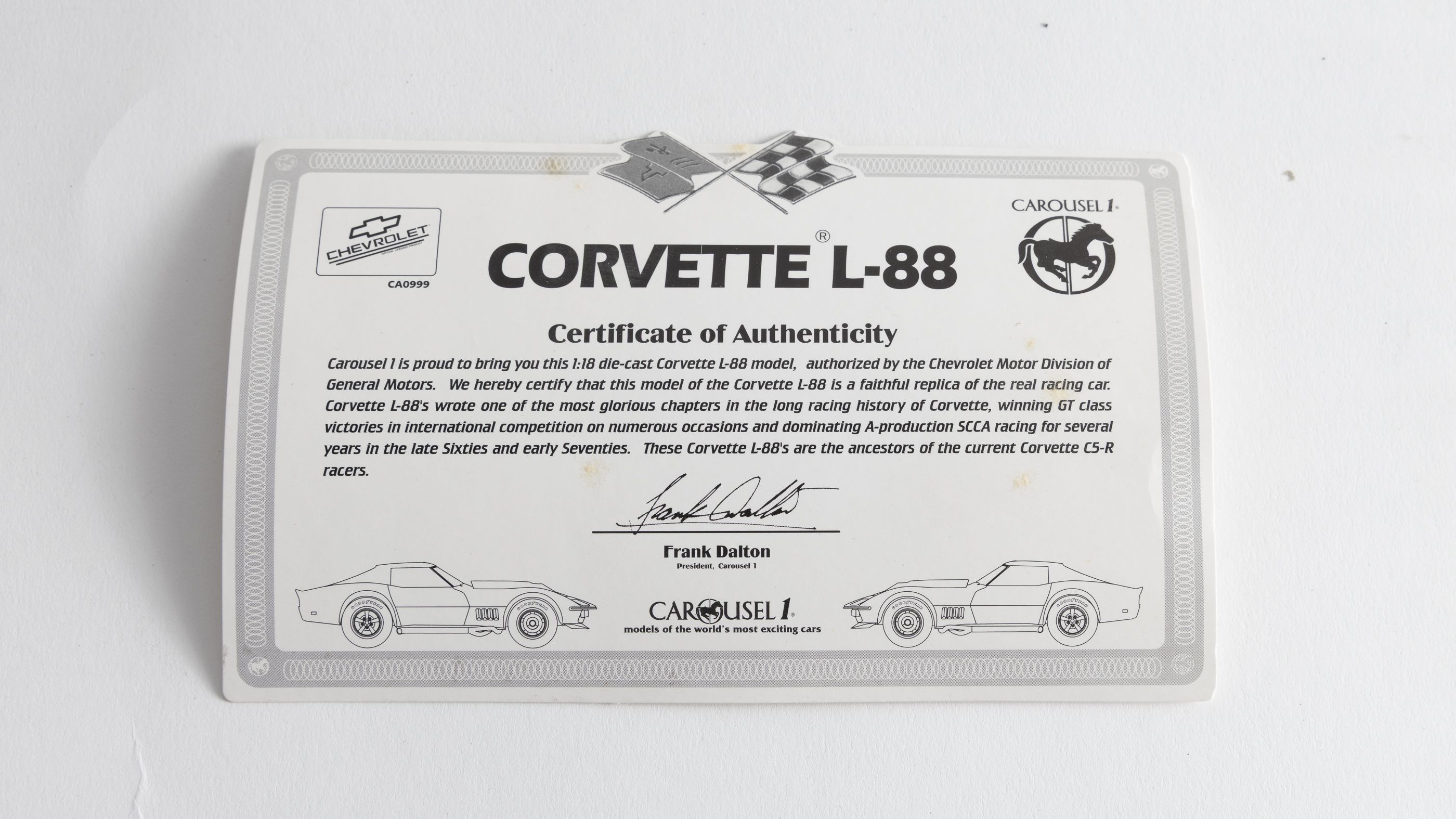Carousel 1 1:18 1968 Corvette L-88 No. 57 Heinz/Johnson Die-Cast