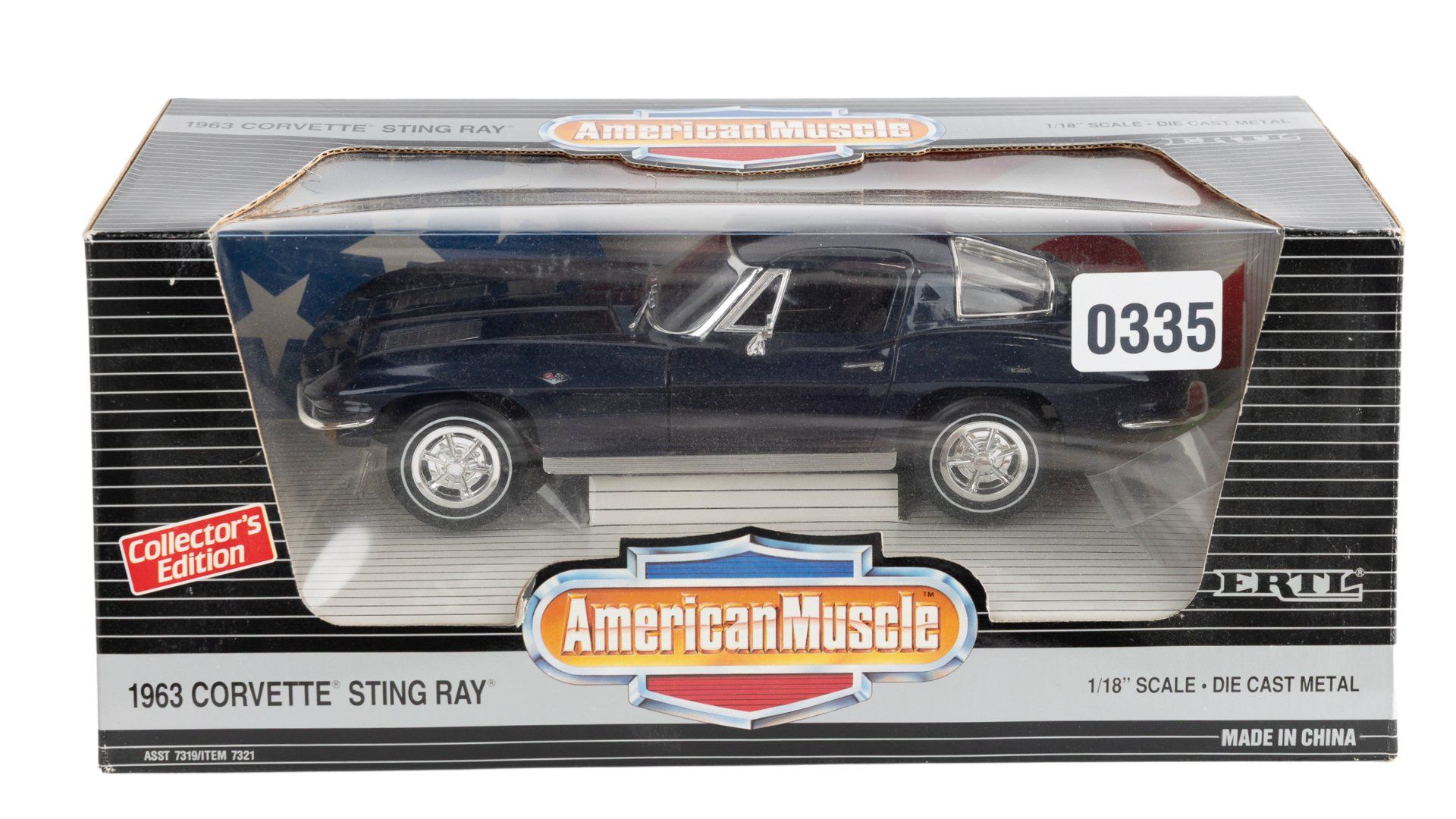 Ertl 1:18 1963 Corvette Sting Ray Die-Cast Model, Daytona Blue