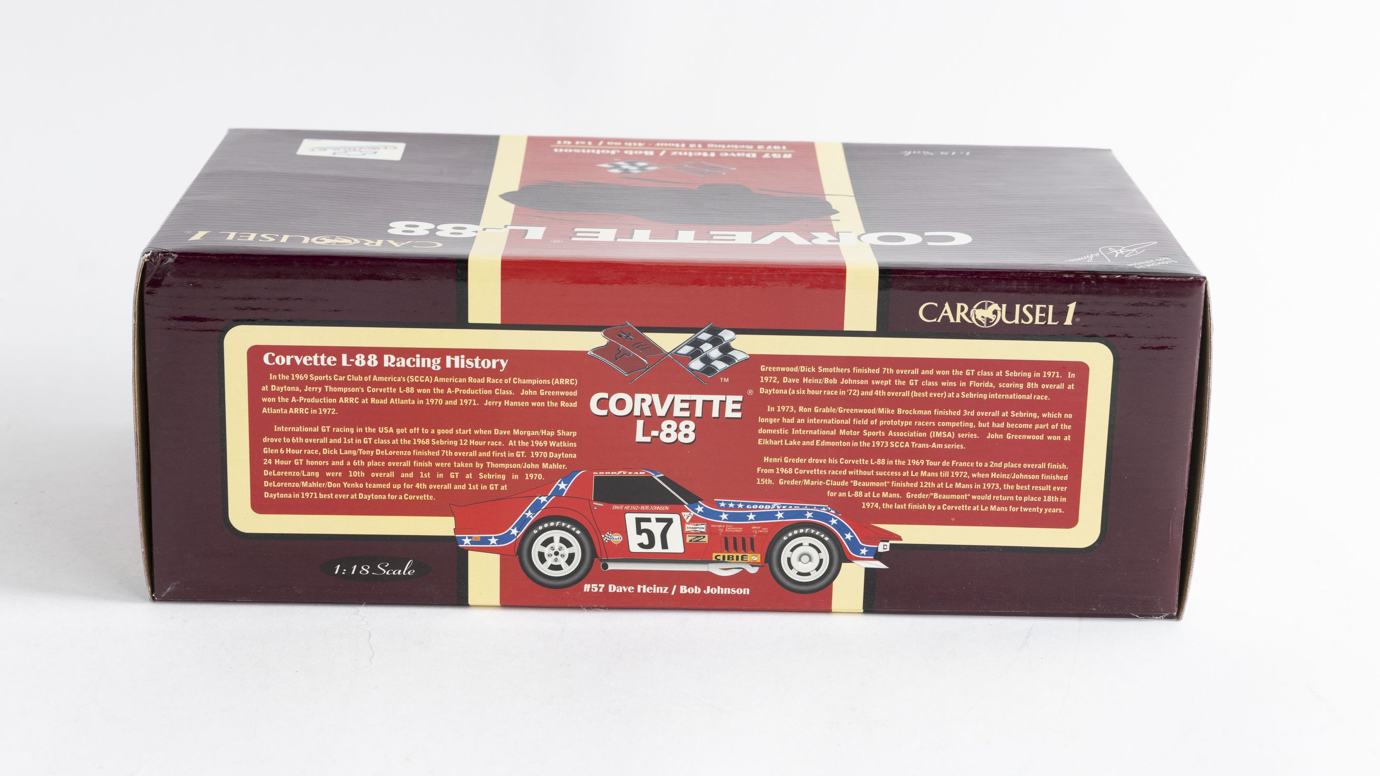 Carousel 1 1:18 1968 Corvette L-88 No. 57 Heinz/Johnson Die-Cast