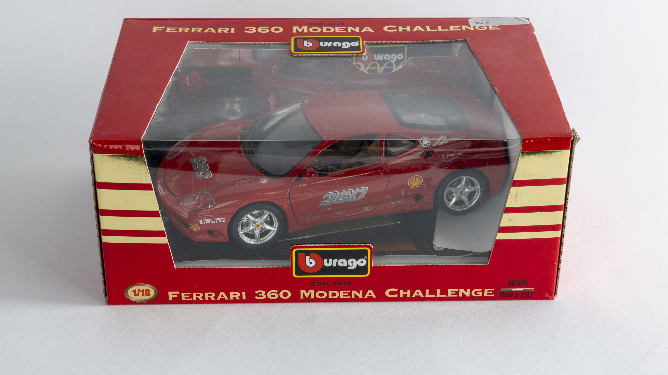 Bburago 1:18 Ferrari 360 Modena Challenge Die-Cast Model, Red