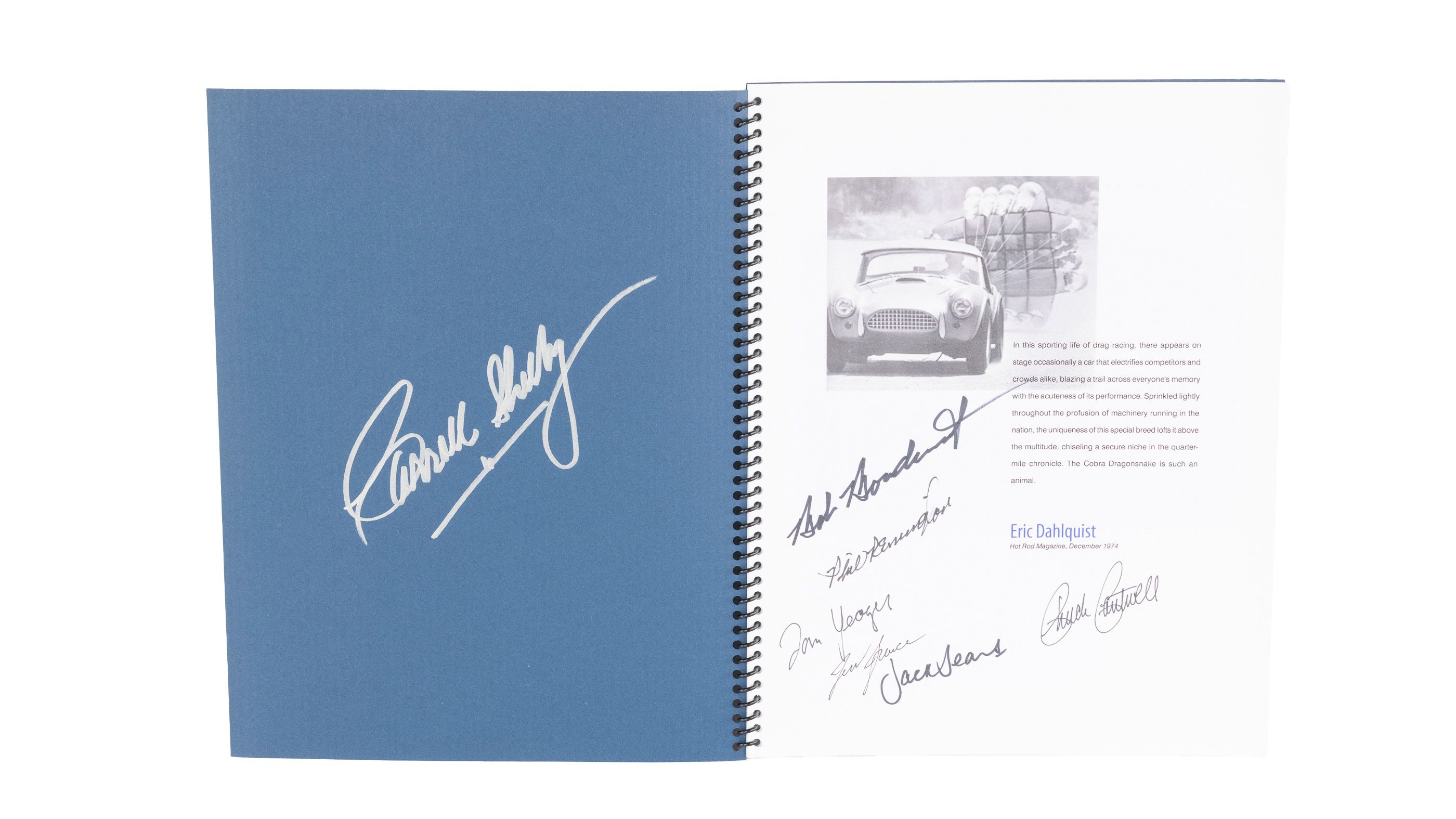 Rare Shelby Cobra Dragonsnake CSX2019 Booklet, Autographed by