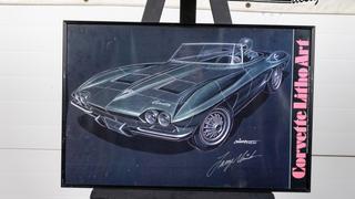 Larry Shinoda Autographed Corvette Lithograph Framed Art Print